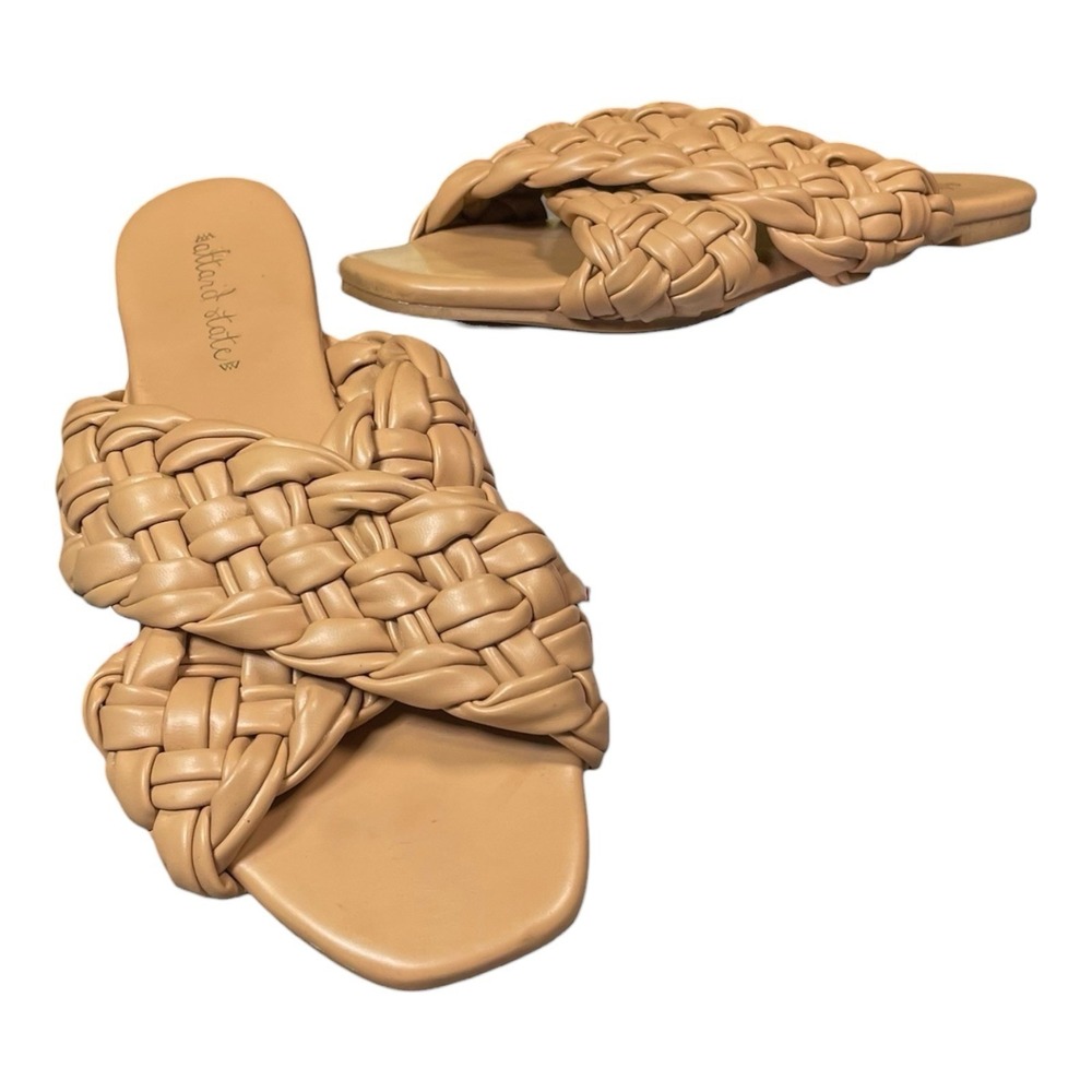 Altar'd State Women's Braided Slide Sandals Tan US Size 8